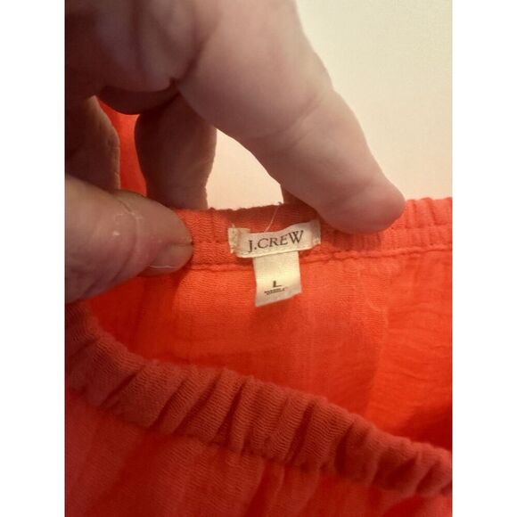 J Crew Strapless Dress Cotton Gauze Orange Large L Sundress Summer Party Maxi - Picture 2 of 5